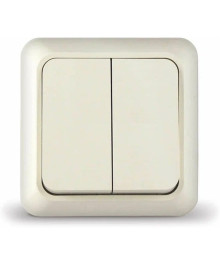 ОЛИМП (Б-О0023) выкл. наруж.двухклав.,о/у,10А,220В, бежевый