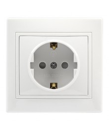 ВЕНЕРА розетка 1-местная 16А с заземлением с защ.шторк  белая, скрытая уст  (SBE-01w-16-S1-1Z)оптом с доставкой по Дальнему Востоку. Большой каталог розеток оптом по низкой цене. Розетки оптом.