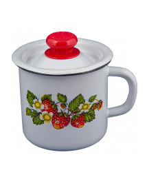 Кружка Стальэмаль 1л с крышкой светлая С40207.3 (8/уп)Посуда эмалированная оптом Сталь Эмаль. Эмалированные кастрюли оптом.