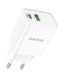 Блок пит USB сетевой  BOROFONE BA69A Resource PD20W+QC3.0 1хUSB-С, 1хUSB-A, 3А, белое (76/304)