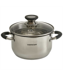 WEВBER Кастрюля BE-372/3 3,6 л из нерж стали со стеклянной крышкой (d=20) (4)