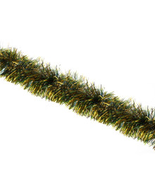 Мишура 200х9см,  ПЭТ, зеленая с золотом, 26-322