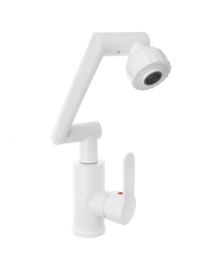 Смеситель СоюзКран для кухни и раковины, излив с вр. 360 гр, аэратор 2 реж, металлопластик, белый