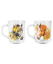 Кружка  стекло 200мл  Green tea Новогодний конь  07с 1335 (536355) уп.20