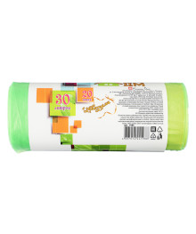 Мешки для мусора 30л, 20шт, с завязками, рулон