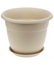 Кашпо для цветов Рябина d-130мм 1,4л с поддоном Латте 3053M (уп/20шт)