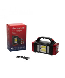 Фонарь  Ultra Flash  38101  (фонарь акк. черн./малин., 40LED+2COB, 4 реж., Type-C, PowerBank, пласт
