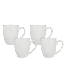 Набор кружек 4 шт, 380мл., белый рельеф, фарфор