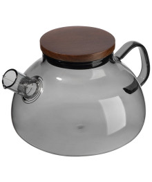 Чайник заварочный  Mallony Aroma di Fiore из цветного стекла, 1000 мл с тёмной дерев крышк