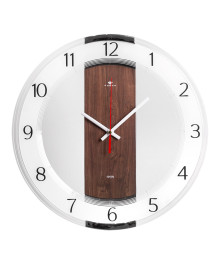 Часы настенные СН 3327 - 005 круг со вставками d=34 см, корпус прозрачный "Текстура дерева" (10)