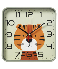 Часы настенные СН 1918 - 015 квадрат 19х19см, корпус оливковый, "Тигренок" (10)