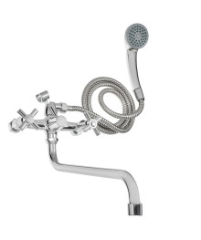 Смеситель СоюзКран для ванны с душем, кругл излив 30см, кер. кран-буксы 1/2, хром, цинк, SK08-S217