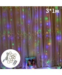 Гирлянда-штора Огонек OG-LDG10 LED (3х1м,100 ламп, RGB, пит от USB)ке. Доставка Барнаул, Кемерово, Томск, Новокузнецк, Горно-Алтайск, Междуреченск, Ленинск-Кузнецкий.