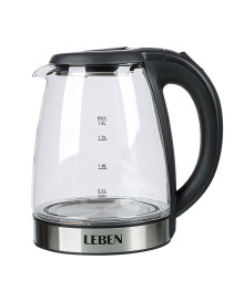 Чайник LEBEN 291-133, 1,8л стекло, черный