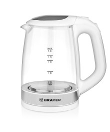 Чайник BRAYER 1040BR-WH.2220Вт, 2 л, стекл., белый.