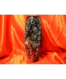 Ваза для цветов 75/14 бочка Н26  D10 цвет. росписьДекоративное стекло оптом с доставкой по РФ. Большой каталог декорративных стекл оптом