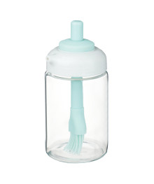 Банка для масла с кисточкой, 250 мл, стекло, пластик, силикон, зеленый