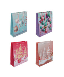 пакет подарочный бумажный 26x32x9см, бумага, 4 дизайна
