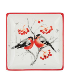Снегири Блюдо квадратное 15х15х2,9см, керамика