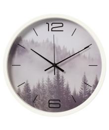 Часы настенные СН 3027 - 023 круг d=30см, корпус белый " Лес" (10)