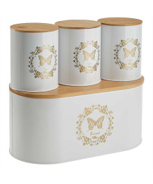 Хлебница Alpenkok AK-4012 металлическая с банками для сыпучих,34,5х19х16,3см (4)