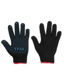 Перчатки х/б ЕРМАК вязаные двойные, зимние, с ПВХ покрытием, 5 нитей, черные, 120гр