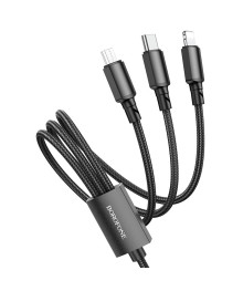 Кабель USB - 3в1 Borofone BX72 Чёрный (Lightning/microBM/Type-C)  1м, 2A