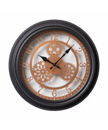 Часы настенные СН 4043 - 010 из металла, d=40, корпус медный+чёрный "Скелетон" (4)