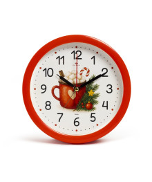 Часы будильник  B7-030 корпус зеленый "Новогодний напиток" (40)