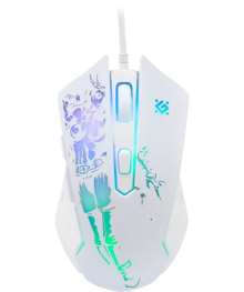 Мышь Defender провод игр Sin'Sister GM-933бел ,6 кн, 800-7200 dpi,1,5м+ковер