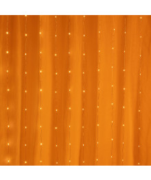 Эл.гирл.  СНОУ БУМ занавес 3х3м нить росы, 300 LED, 10 нитей, шампань, пост.свеч.,220В