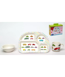 набор детской посуды МАШИНКИ, блюдо - менажница 27х21х3см, салатник 11см, кружка 230мл 192-47085Детская посуда оптом с доставкой по Росси. Купить детскую посуду оптом