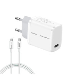 Блок пит USB сетевой  Орбита OT-APU63 Белый с TYPE-C + кабель Type-C - Type-C 1.2м (PD, 20Вт)