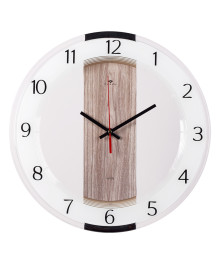 Часы настенные СН 3327 - 004 круг со вставками d=34 см, корпус прозрачный "Текстура дерева" (10)