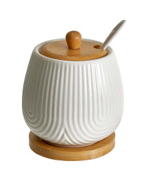 Сахарница Alpenkok AK5-0014 (400 мл) с ложкой на бамбуковой подставке (36)