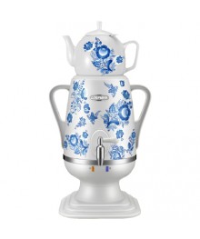 Самовар электрический Добрыня DO-415 ГЖЕЛЬ (4л, 1,8кВт, пластик,.корпус, с рисун.+заварочн чайник) оптом. Большой каталог термопотов Дельта, Василиса, Магнит, Ирит оптом с доставкой в Новосибирске.