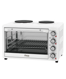 Духовка электрическая Oasis M-BL35W1 бел (35л, 1500+700+1000Вт, две комфорки, конвекция )
