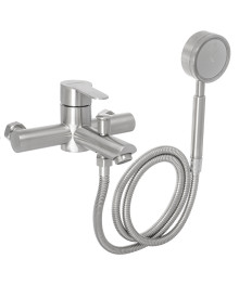 Смеситель СоюзКран для ванны с душем, короткий излив, керам. картридж 35мм, нерж. сталь, SS09-M118