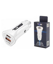 Переходник авто прикуривателя TDS TS-CAU40 Белый (PD20W+QC3.0, 3000mA)