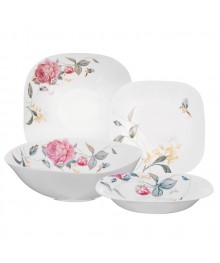 Анета Набор столовой посуды 13 пр., опаловое стекло, квадратная форма, 19019приборы оптом в Новосибирске - большой ассортимент. Купить набор столовых приборов в Новосибирске .