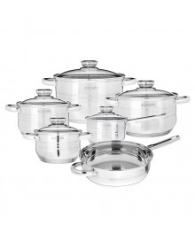 Набор кастрюль 12 пр Рокруа (сков d24, ковш 1.9 л, кастрюли 1.9л + 2.8л + 3.7л + 6.2л) доставкой - Новосибирск, Новокузнецк, Горно-Алтайск. Низкие цены, большой ассортимент посуды оптом