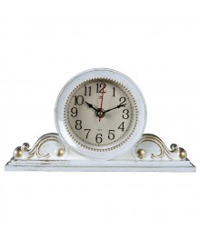 Часы настольные СН 2514 - 003 26х14 см, корпус белый с золотом "Классика"  (10)стоку. Большой каталог будильников оптом со склада в Новосибирске. Будильники оптом по низкой цене.