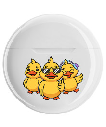 Гарнитура QUMO ViBE ВТ 0100 <Ducks> Bluetooth BT 5.3, Type-C, 200mah+30mah, динамик 13мм, белый