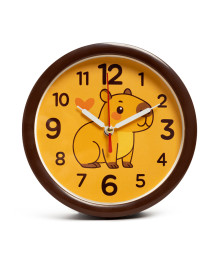 Часы будильник  B4-059 d=15см, корпус коричневый "Капибара" (20)