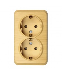 ЮПИТЕР розетка наруж 2-местная 16А с заземлением светлое дерево  (SBE-03lw-16-S2-Z) 10шт/упоптом с доставкой по Дальнему Востоку. Большой каталог розеток оптом по низкой цене. Розетки оптом.