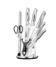 Набор ножей кухонных 9пр, Морель, ручки хром, акриловая подставка
