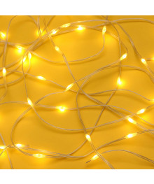 Эл.гирл.  СНОУ БУМ занавес 6х3м нить росы, 480LED, 24 нити, шампань, 8 реж, ПВХ прозрачный, 220В