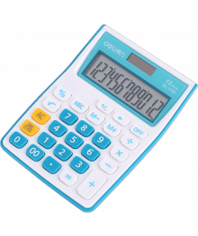 Калькулятор Deli E1122/BLUE синий (12 разрядов, настольный)