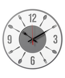Часы настенные СН 3522 - 001 из МДФ, корпус серый+белый, d=35, "Вилка-Ложка" (10)