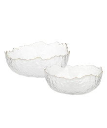 Салатников набор 2 шт, 17x16,5x7,5см / 20x20x9см, стекло, прозрачный с золотой каймой